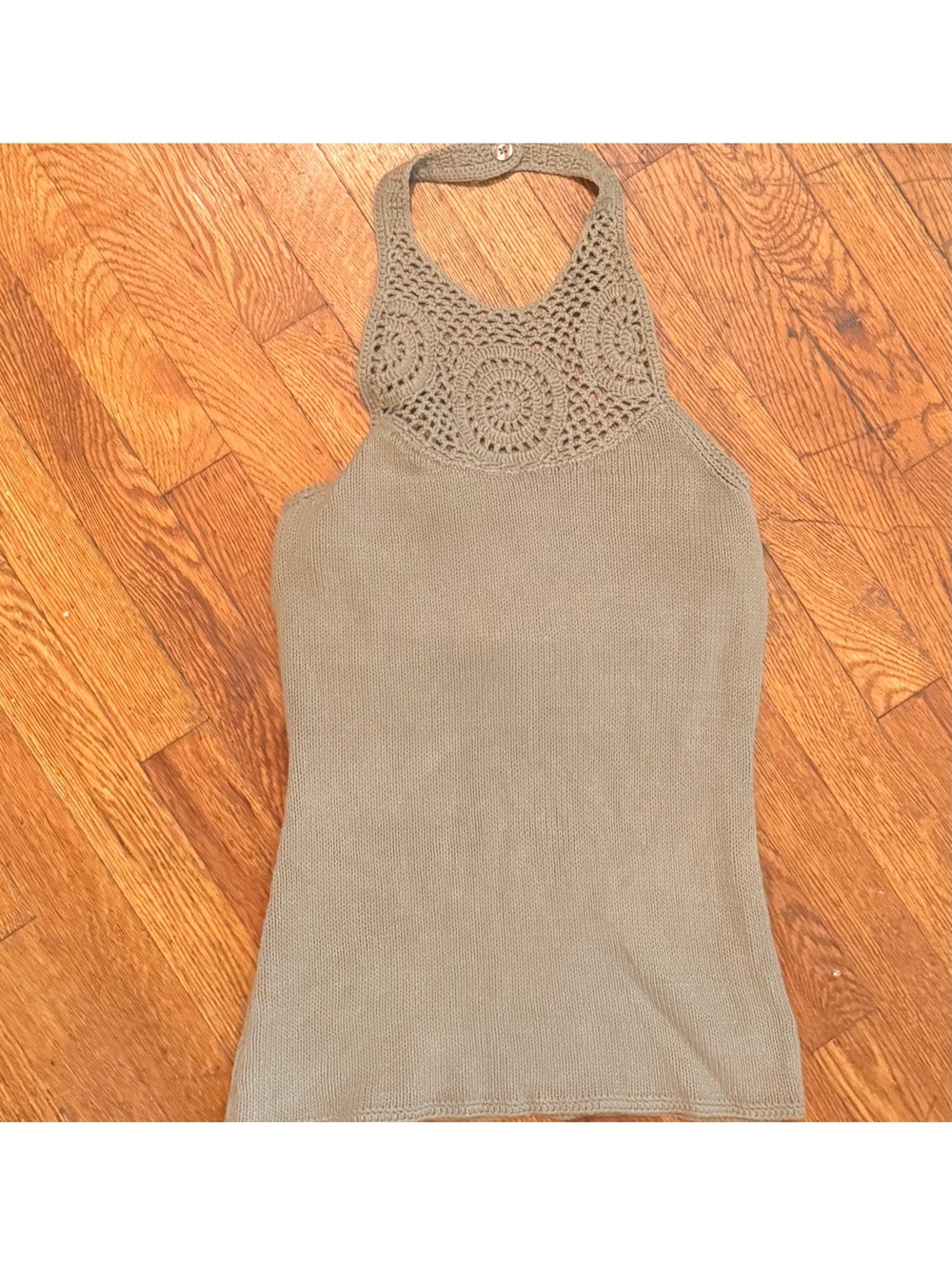 Vintage Banana Republic Crochet Yoke Halter Tank Top Cover up. Minidress